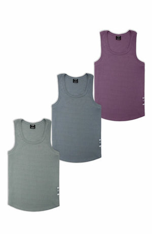 NT001 Ribbed Tank 3pk Coastal Tones